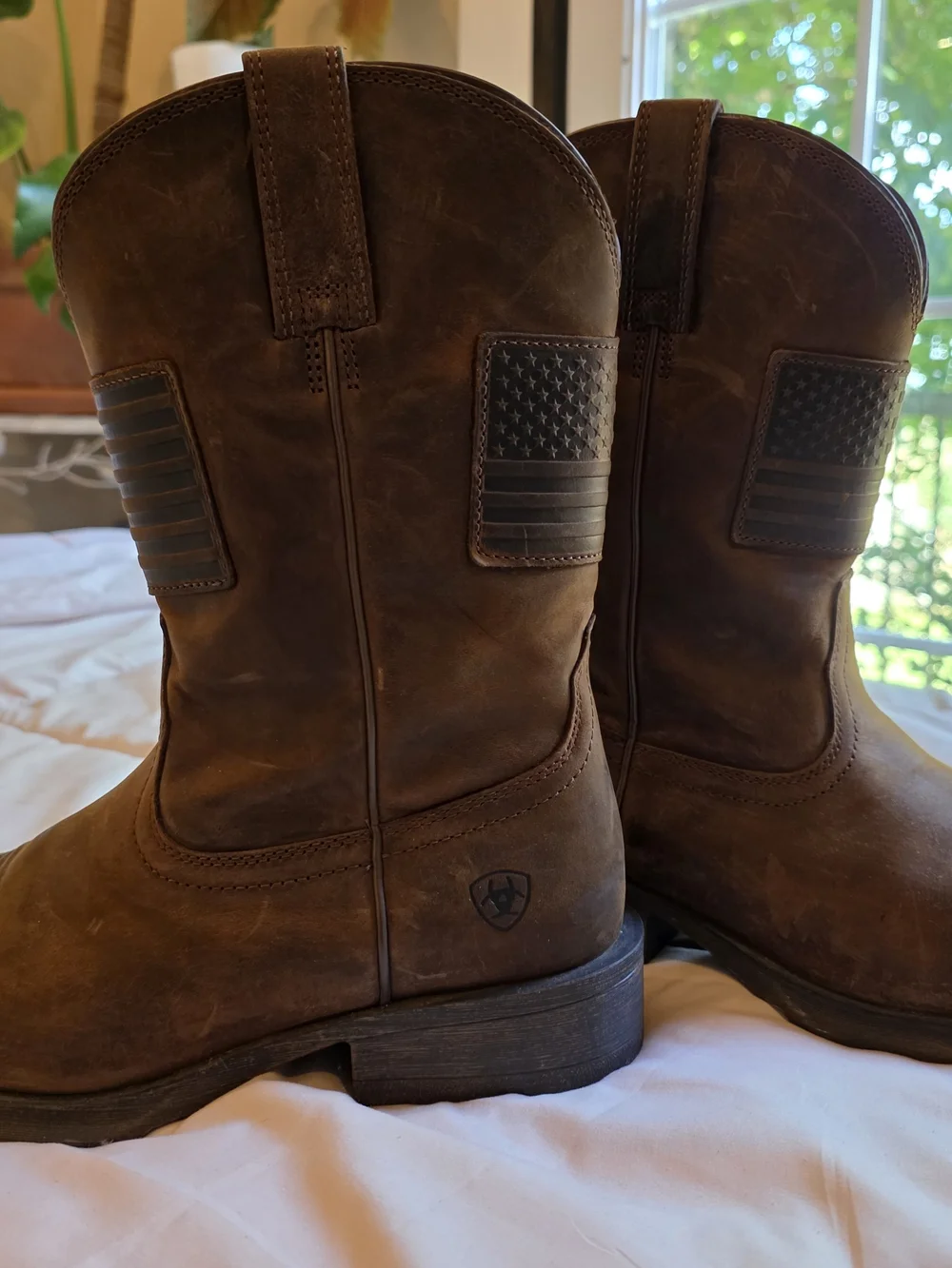 Ariat Brown Leather Pull-On Patriot Boots